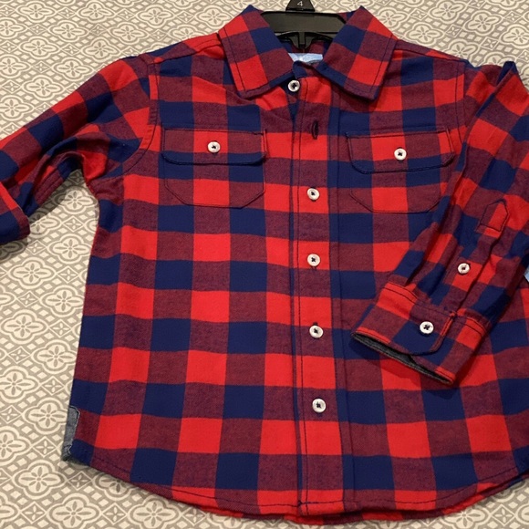 NWT-Boys Buffalo Plaid Button-up Shirt - Picture 9 of 12